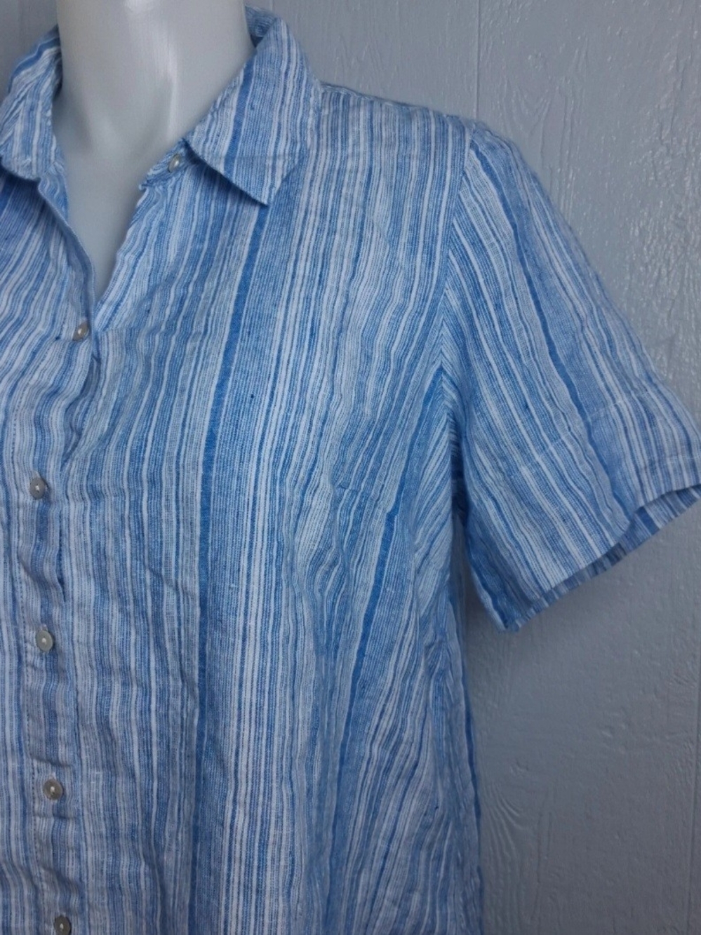 Tahari Lagenlook 100% Linen Striped 1X Dress Essential Coastal Cruise Staple - Picture 2 of 10